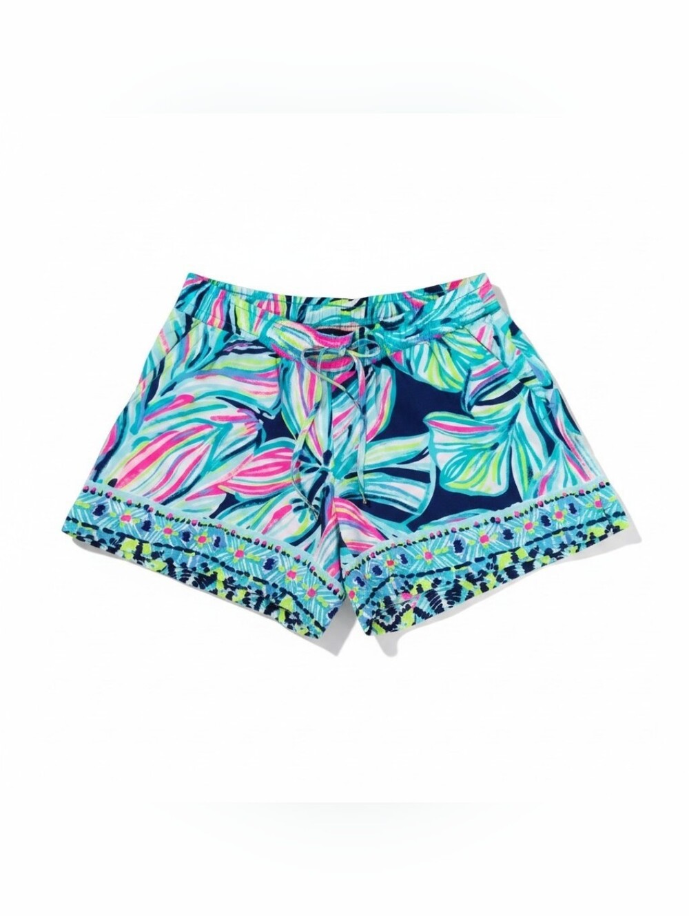 Lilly Pulitzer High Tide Navy Dancing Katia Shorts Tropical Print Xsmall